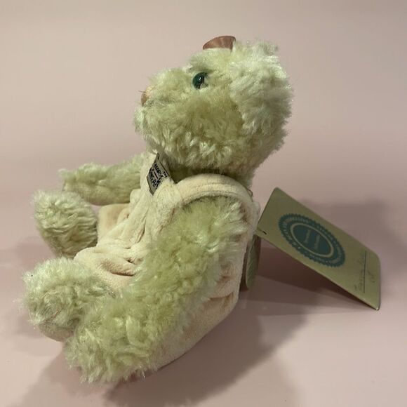 Boyds Bears Bearwear Cream Coloured Cat in Pink Velvet Jumpsuit & Rose in Ear 6” - Picture 2 of 11